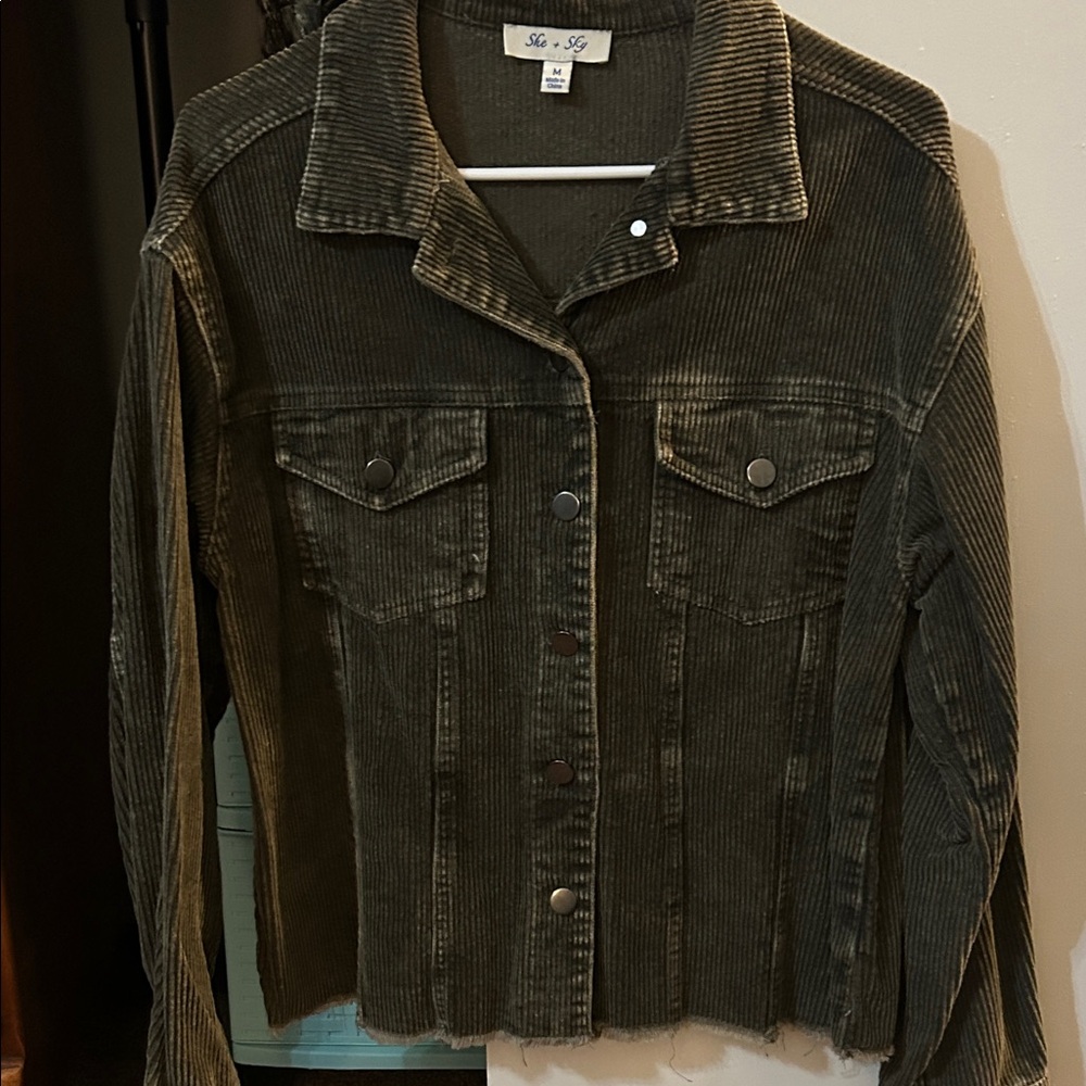 Dark Green Corduroy Shirt Jacket